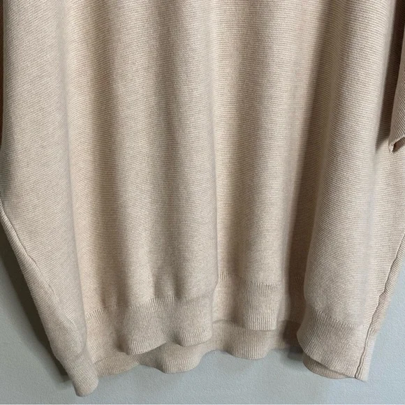 Quince Heather Oatmeal Lightweight Cotton Cashmere Link-Stitch Dolman Sweater XL - Picture 13 of 16